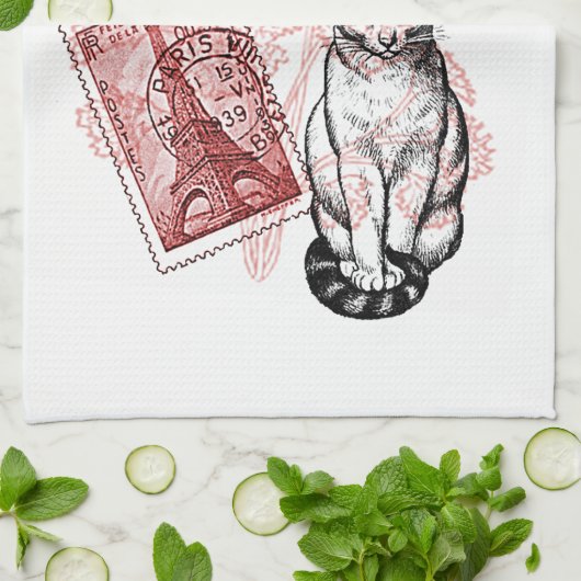 Paris Cat Küchentuch (Gefaltet)