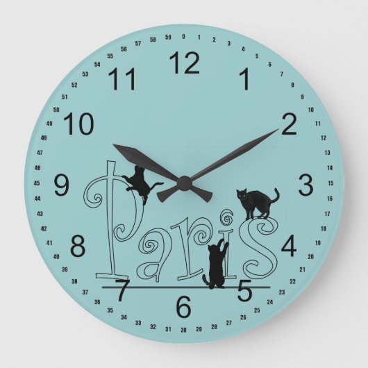 Paris Cats Große Wanduhr (Vorderseite)