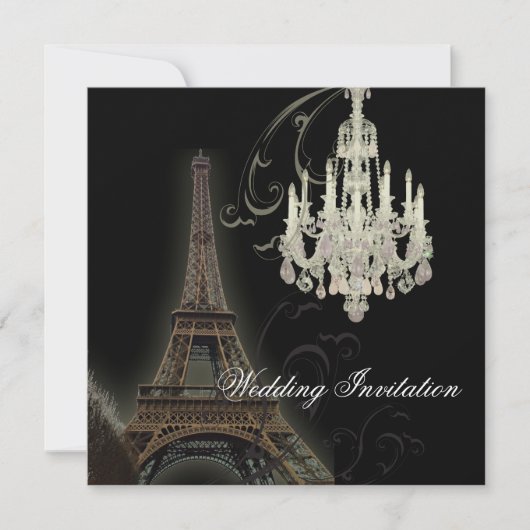 Paris Chandelier Effiel Tower Wedding Einladung (Vorderseite)