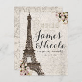 Paris Chic Elegant Eiffel Tower Save the Date Ankündigungspostkarte (Vorne/Hinten)