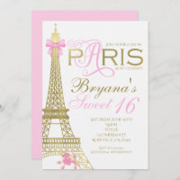 Paris Chic Elegante Rosa und Gold Party Einladunge