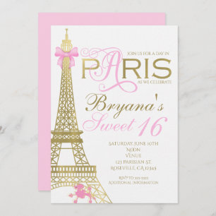 Paris Chic Elegante Rosa und Gold Party Einladunge Einladung