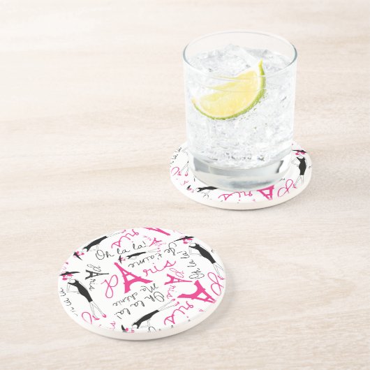 Paris Chic Pink Black and White Untersetzer (Seite)