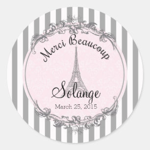 Paris Chic runde personalisierte Dankeschön-Kreis Runder Aufkleber