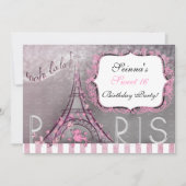 Paris Chic Sparkle Eiffel Tower Party Sweet 16 Einladung (Vorderseite)