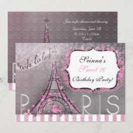 Paris Chic Sparkle Eiffel Tower Party Sweet 16 Einladung