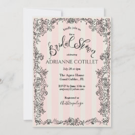 Paris Chic Verziert Pink Stripes Brautparty Einladung