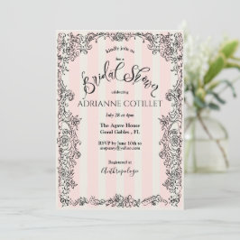 Paris Chic Verziert Pink Stripes Brautparty Einladung
