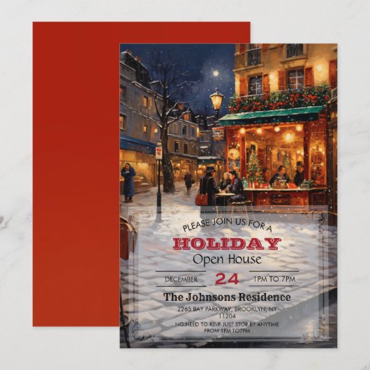 Paris Christmas Art Einladung (Vorne/Hinten)