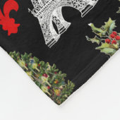 Paris Christmas Eiffel Tower Black Fleece Blanket (Ecke)