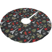 Paris Christmas Eiffel Tower Black Tree Skirt Polyester Weihnachtsbaumdecke (Schrägansicht)