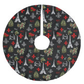 Paris Christmas Eiffel Tower Black Tree Skirt Polyester Weihnachtsbaumdecke (Vorderseite)