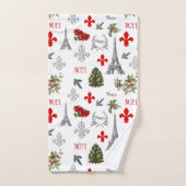 Paris Christmas Eiffel Tower Weißes Badezimmer Han Badhandtuch Set (Handtuch)