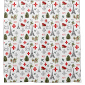 Paris Christmas Eiffel Tower White Duwer Vorhang (Vorderseite)