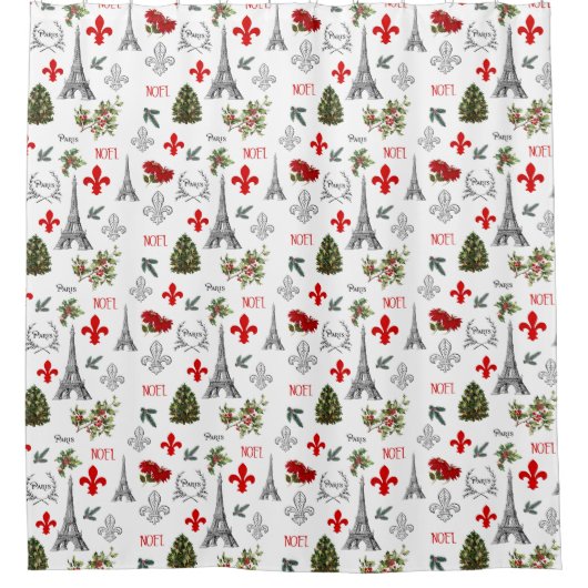 Paris Christmas Eiffel Tower White Duwer Vorhang (Vorderseite)
