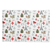 Paris Christmas Eiffel Tower White Pillow Case Kissenbezug (Rückseite)