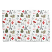 Paris Christmas Eiffel Tower White Pillow Case Kissenbezug (Vorderseite)