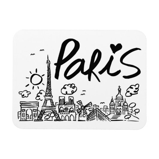 Paris City Doodle Magnet (Horizontal)