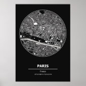 Paris City Map Black & White Poster (Vorne)