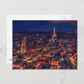 Paris City Night Eiffel Tower European Art Postkarte (Vorne/Hinten)