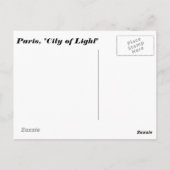 Paris City of Light Eiffel Tower Französische Post Postkarte (Rückseite)