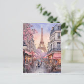 Paris City Street Szene mit Eiffelturm Art Postkarte (Stehend Vorderseite)