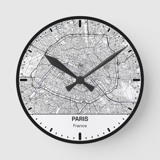 Paris Clock City Line Art Runde Wanduhr (Vorderseite)