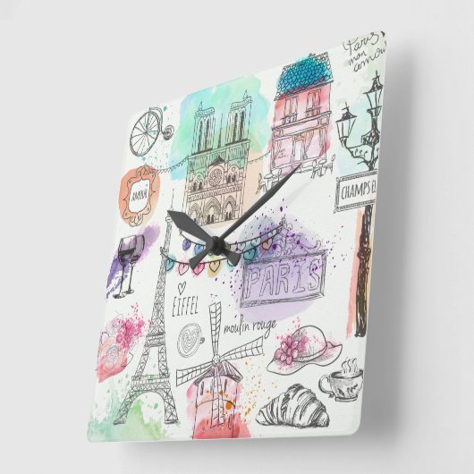 Paris Clock Quadratische Wanduhr (Winkel)