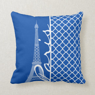 Paris; Cobalt Blue Quatrefoil Kissen