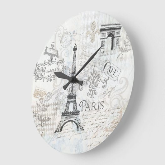 Paris Collage Art Clock Große Wanduhr (Winkel)