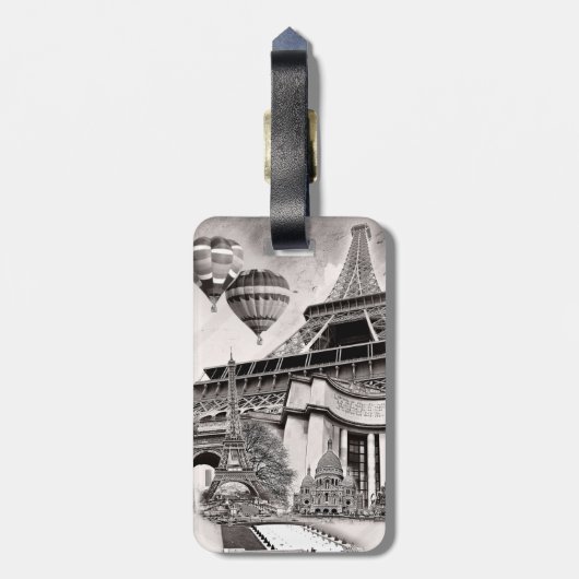 Paris Collage Gepäckanhänger (Rückseite vertikal)