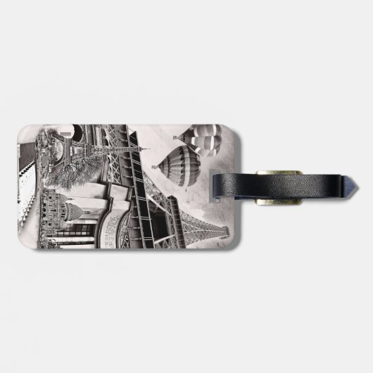 Paris Collage Gepäckanhänger (Rückseite horizontal)