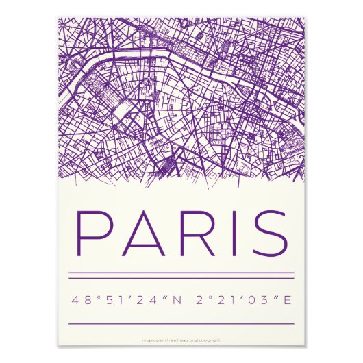 Paris Coordinates Map Poster – Minimal City Street (Vorne)