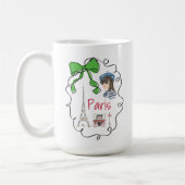 Paris Coquette Eiffel Tower Café Green Bow Frame Kaffeetasse (Links)