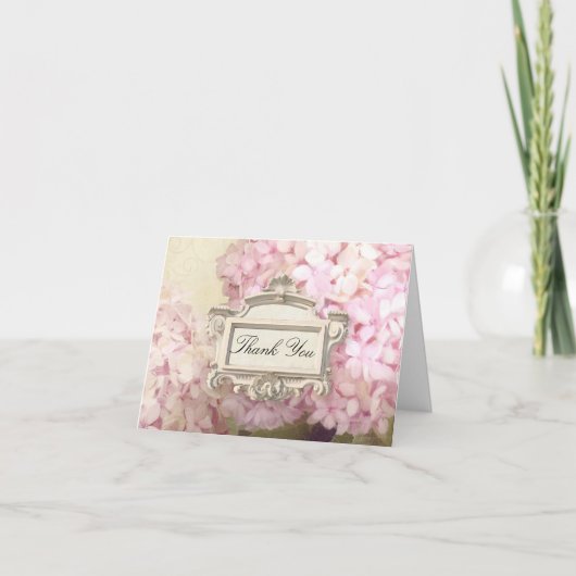 Paris Danke Notiz Rosa Hydrangea Kunst (Vorderseite)