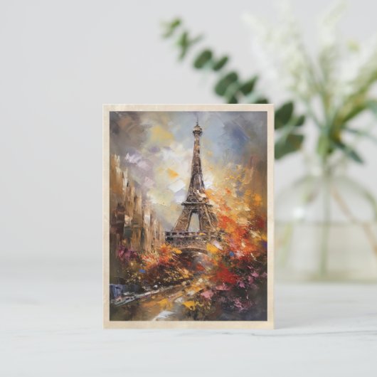 Paris Der Eiffelturm Abstrakte Ölgemälde Postkarte (Stehend Vorderseite)
