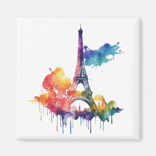 Paris Design mit bunten Spritzern Magnet