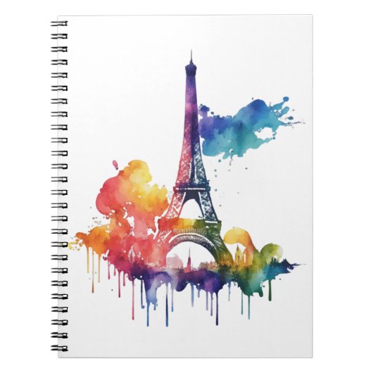 Paris Design mit bunten Spritzern Notizblock (Vorderseite)