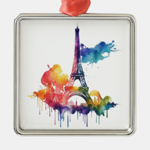 Paris Design mit bunten Spritzern Ornament Aus Metall