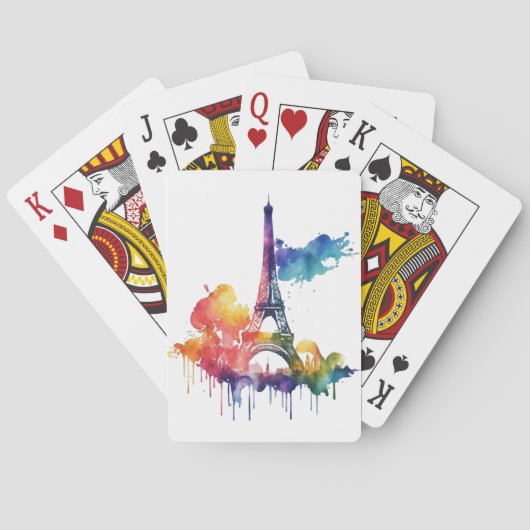 Paris Design mit bunten Spritzern Spielkarten (Rückseite)