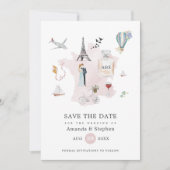Paris Destination Hochzeit Monogrammfoto Save The Date (Vorderseite)