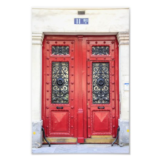 Paris Door Red Number 11 - Fotodruck (Vorne)