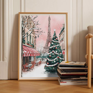 Paris Druck Winter Paris Illustration Weihnachten Poster