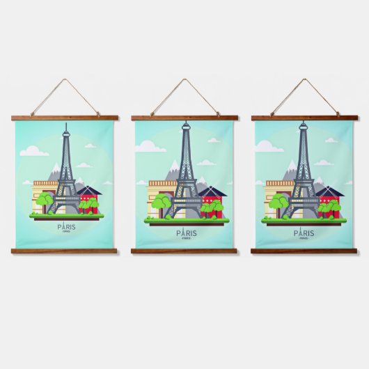 Paris Eifel Tower Wandteppich Mit Holzrahmen (Dreifach)