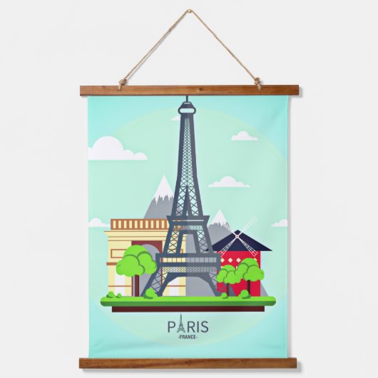 Paris Eifel Tower Wandteppich Mit Holzrahmen (Vorderseite 3)