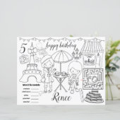 Paris Eiffel activity color sheet placemats (Stehend Vorderseite)