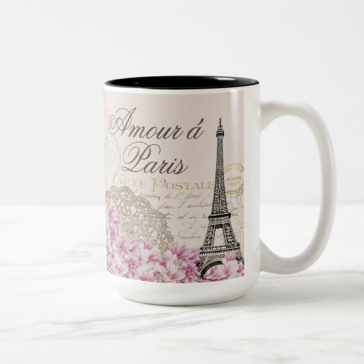 PARIS, EIFFEL-AUSFLUG, FRANZÖSISCHER WEIN, ZWEIFARBIGE TASSE (Rechts)