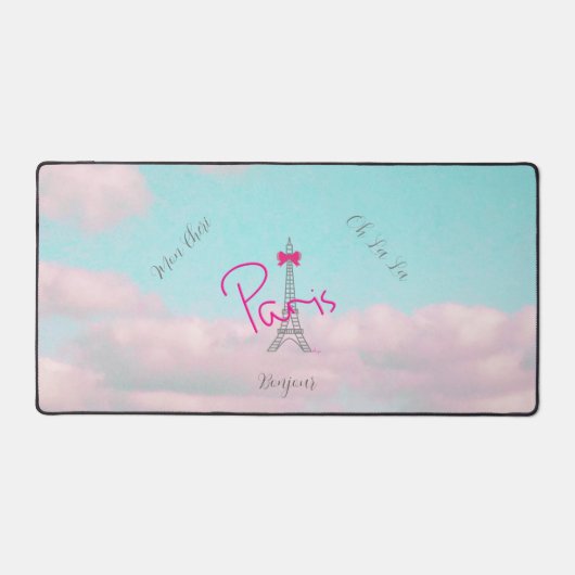 Paris, Eiffel Bonjour Französisch Modernes Kissen Schreibtischunterlage (Vorderseite)