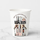 Paris Eiffel in der Liebe French Café Baby Shower Pappbecher (Rückseite)