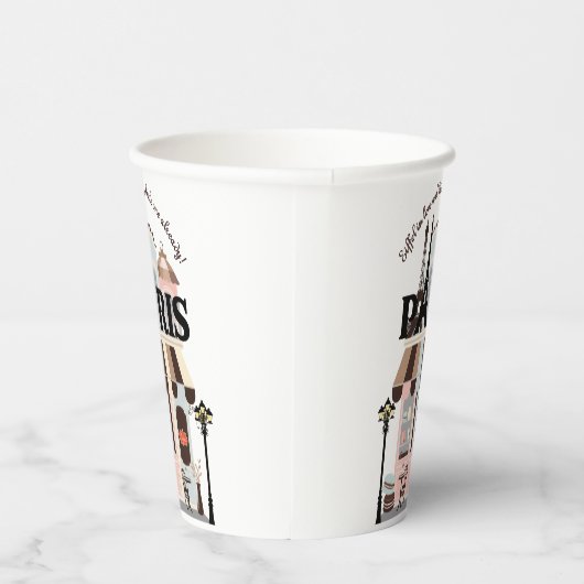 Paris Eiffel in der Liebe French Café Baby Shower Pappbecher (Rechts)